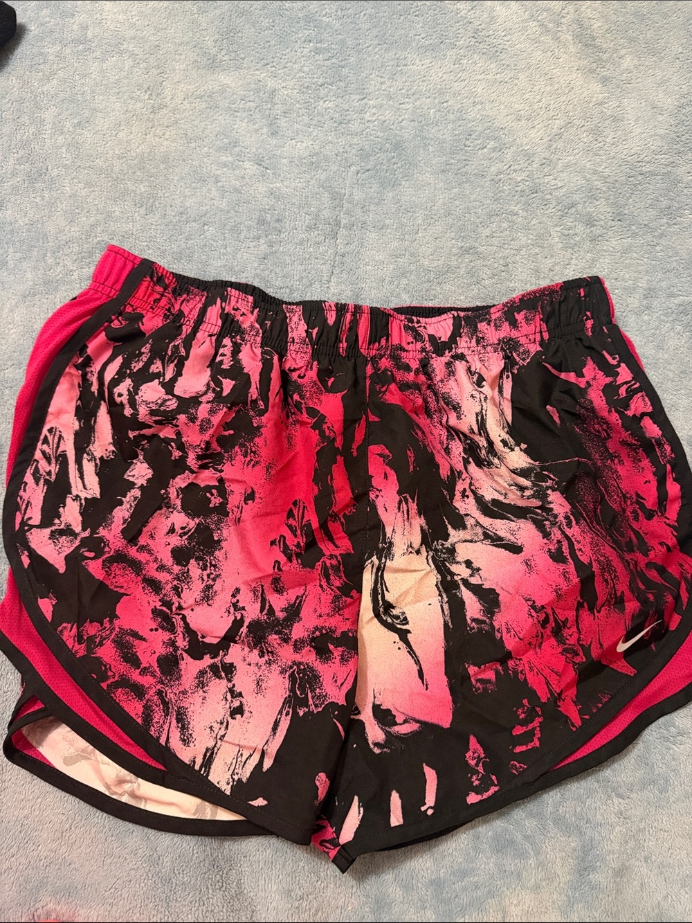 Nike Pink and Black Abstract Print Women's Athletic Shorts